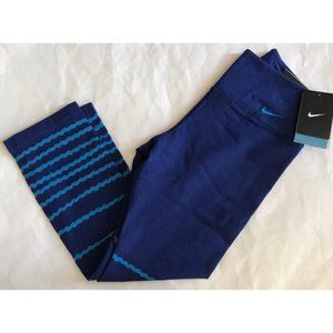 Nike Legend Tight Fit Burnout Performance Compression Capris Leggings Royal